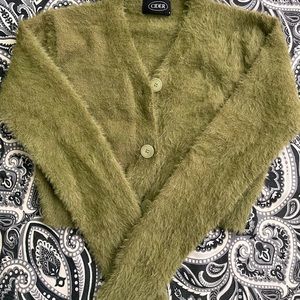Moss Green Fuzzy Cropper